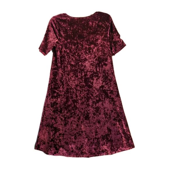 Westport 1962 Velvet T-Shirt Dress S Red Hi-Lo A-Line 90s Vintage Midi Scoop - Picture 2 of 5